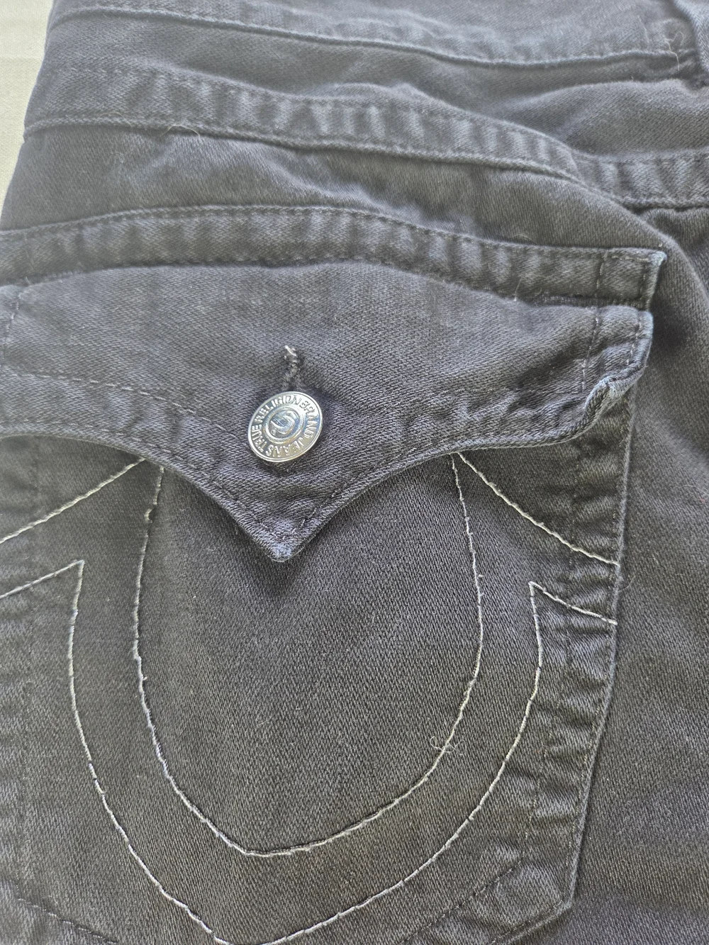 True Religion Ricky Straight Black Jeans Men’s 36x34 Flap Pocket Y2K